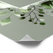 Sage Green Rustic Boho Floral Wedding Willkommensz Poster (Ecke)