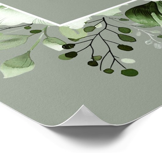 Sage Green Rustic Boho Floral Wedding Willkommensz Poster (Ecke)