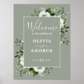 Sage Green Rustic Boho Floral Wedding Willkommensz Poster (Vorne)