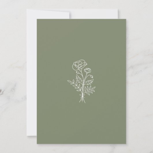 Sage Green Rustic Boho Wildblume Floral Einladung (Rückseite)
