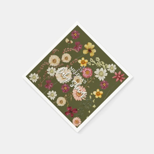 Sage Green Rustic boho Wildblume Serviette (Ecke)