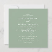 Sage Green Rustic Calligraphy Square Wedding Einladung (Vorderseite)