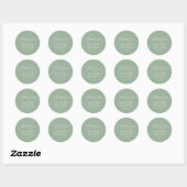 Sage Green Rustic Elegant Wedding Vielen Dank Runder Aufkleber (Blatt)