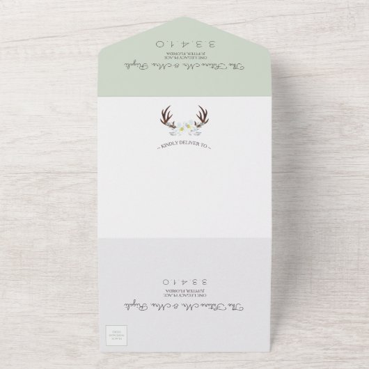 Sage Green Rustic Florals alle in einer Einladung (Außenbereich)