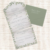 Sage Green Rustic Garden Greenery Wedding All In One Einladung