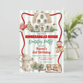 Sage Green Rustic Gingerbread Decorating Party Einladung (Stehend Vorderseite)