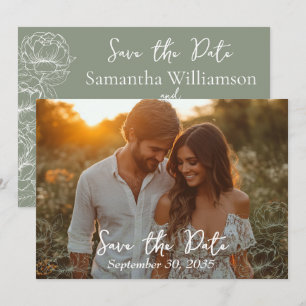 Sage Green Rustic Moderne Minimalistische Hochzeit Save The Date