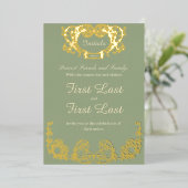 Sage Green Rustic Royal Wedding Foil Einladung (Stehend vorne)