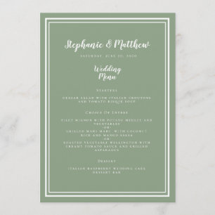 Sage Green Rustic Wedding Simple Modern Dinner Menükarte