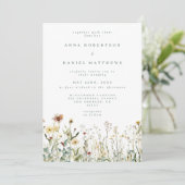 Sage Green Rustic Wildblume Wedding Einladung (Stehend Vorderseite)