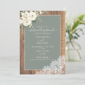 Sage Green Rustic Wood Script Post Hochzeit Brunch Einladung (Stehend Vorderseite)