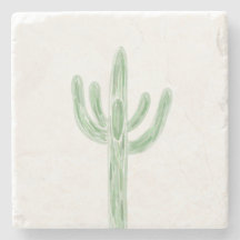 Sage Green Saguaro Cactus Desert Stone Untersetzer