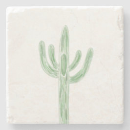 Sage Green Saguaro Cactus Desert Stone Untersetzer