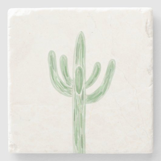 Sage Green Saguaro Cactus Desert Stone Untersetzer (Vorderseite)