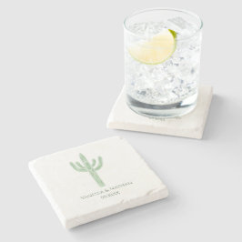 Sage Green Saguaro Cactus Gastgeschenk Hochzeit Steinuntersetzer