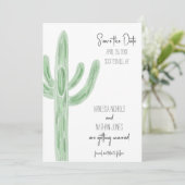 Sage Green Saguaro Cactus Save the Date Einladung (Stehend Vorderseite)