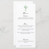 Sage Green Saguaro Cactus Vertical Wedding Menu Menükarte (Vorne/Hinten)