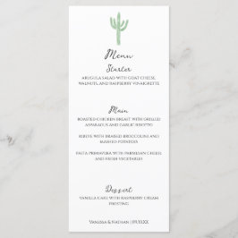 Sage Green Saguaro Cactus Vertical Wedding Menu Menükarte