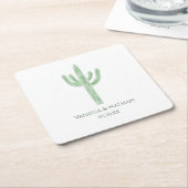 Sage Green Saguaro Cactus Wedding Cocktail Hour Rechteckiger Pappuntersetzer (angewinkelt)