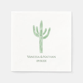 Sage Green Saguaro Cactus Wedding Cocktail Serviette
