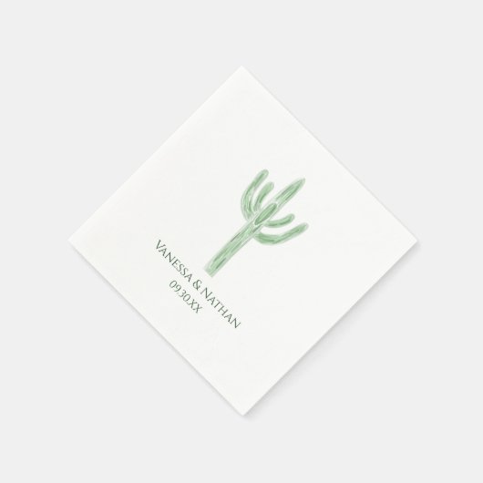 Sage Green Saguaro Cactus Wedding Cocktail Serviette (Ecke)