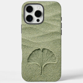 Sage Green Sand Ginkgo Leaf Zen iPhone 16 Pro Max Hülle
