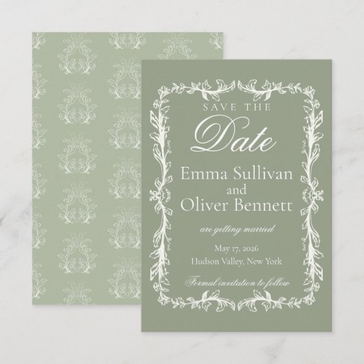 sage green save the date (Vorne/Hinten)