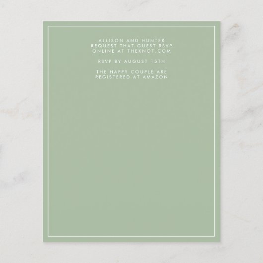 Sage Green Save the Date (Rückseite)