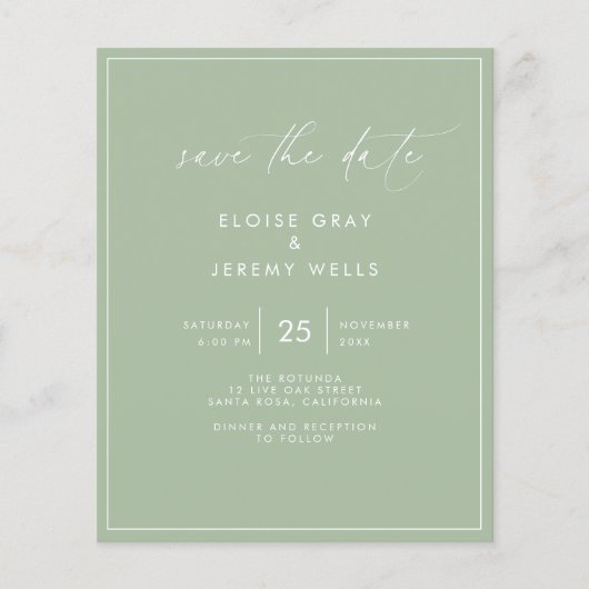 Sage Green Save the Date (Vorderseite)