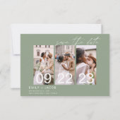 Sage Green Save the Date 3 Foto Elegant (Vorderseite)