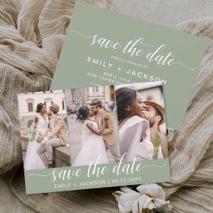 Sage Green Save the Date 3 Foto Elegante Moderne