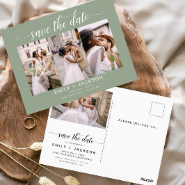 Sage Green Save the Date 4 Foto Modern Postkarte