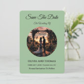 Sage Green Save the Date Card (Stehend Vorderseite)
