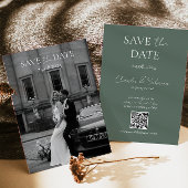 Sage Green Save the Date Card mit QR Code für Hoch