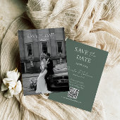 Sage Green Save the Date Card mit QR Code für Hoch