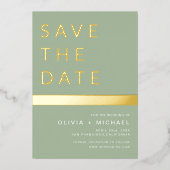 Sage Green Save the Date Elegante Gold Folieneinladung (Vorderseite)