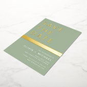 Sage Green Save the Date Elegante Gold Folieneinladung (Gedreht)