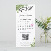Sage Green Save the Date Foto Strip QR Hochzeit (Stehend Vorderseite)