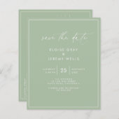 Sage Green Save the Date Postcard (Vorne/Hinten)