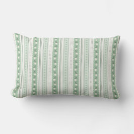 Sage Green Scallop Floral Stripe Coquette Lendenkissen