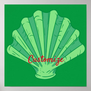 Sage Green Scallop Muschel Thunder_Cove  Poster