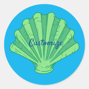 Sage Green Scallop Muschel Thunder_Cove Runder Aufkleber