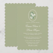 Sage Green Scalloped Wedding Invitation Einladung (Vorne/Hinten)