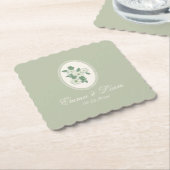 Sage Green Scalloped Wedding Paper Coasters Untersetzer (angewinkelt)