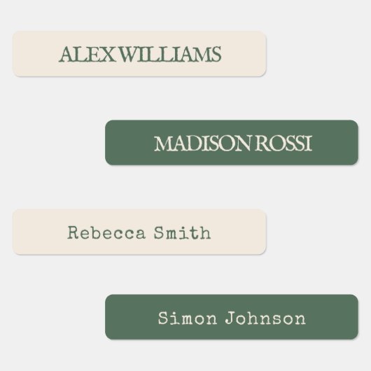 Sage Green Schreibwriter | Wasserdichte Namensschi Etiketten (Gruppe)
