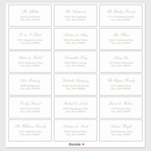Sage Green Script 18 Guest Address Labels
