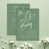Sage Green Script Baby Shower Einladung