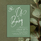 Sage Green Script Baby Shower Einladung