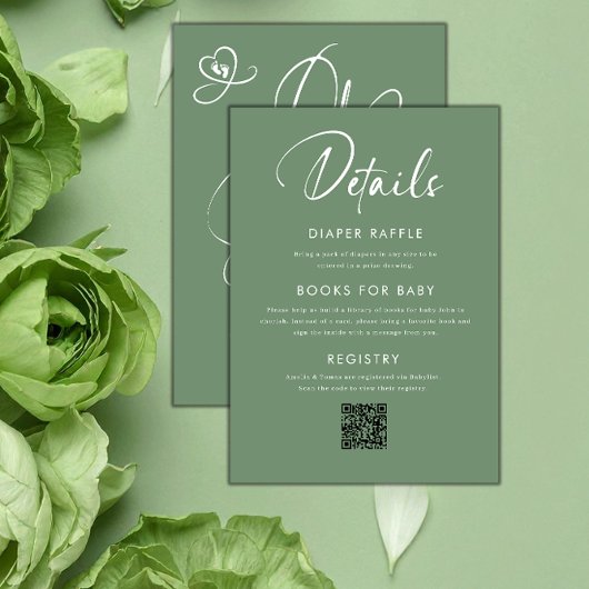 Sage Green Script Baby Shower Einladung