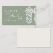 Sage Green Script Bow Share A Recile Brautparty Begleitkarte (Vorne/Hinten)